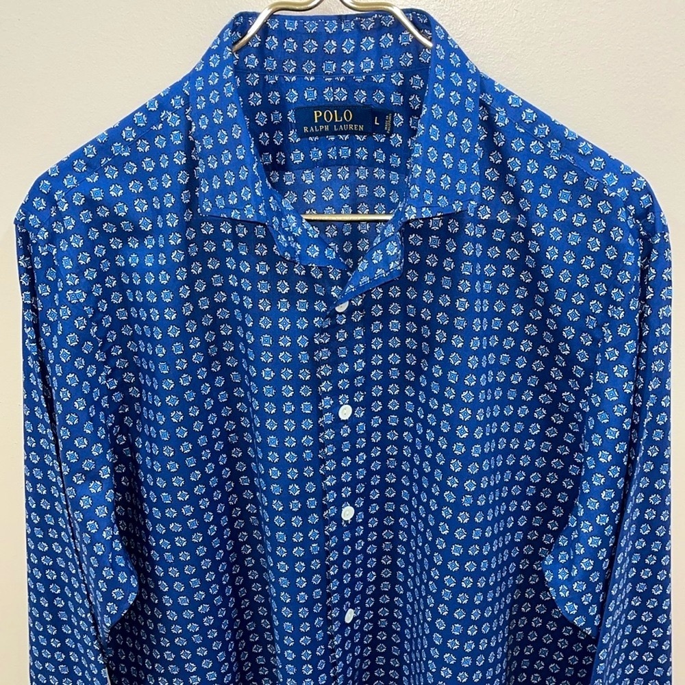 Ralph Lauren Blue Patterned Button Down Shirt. La… - image 2